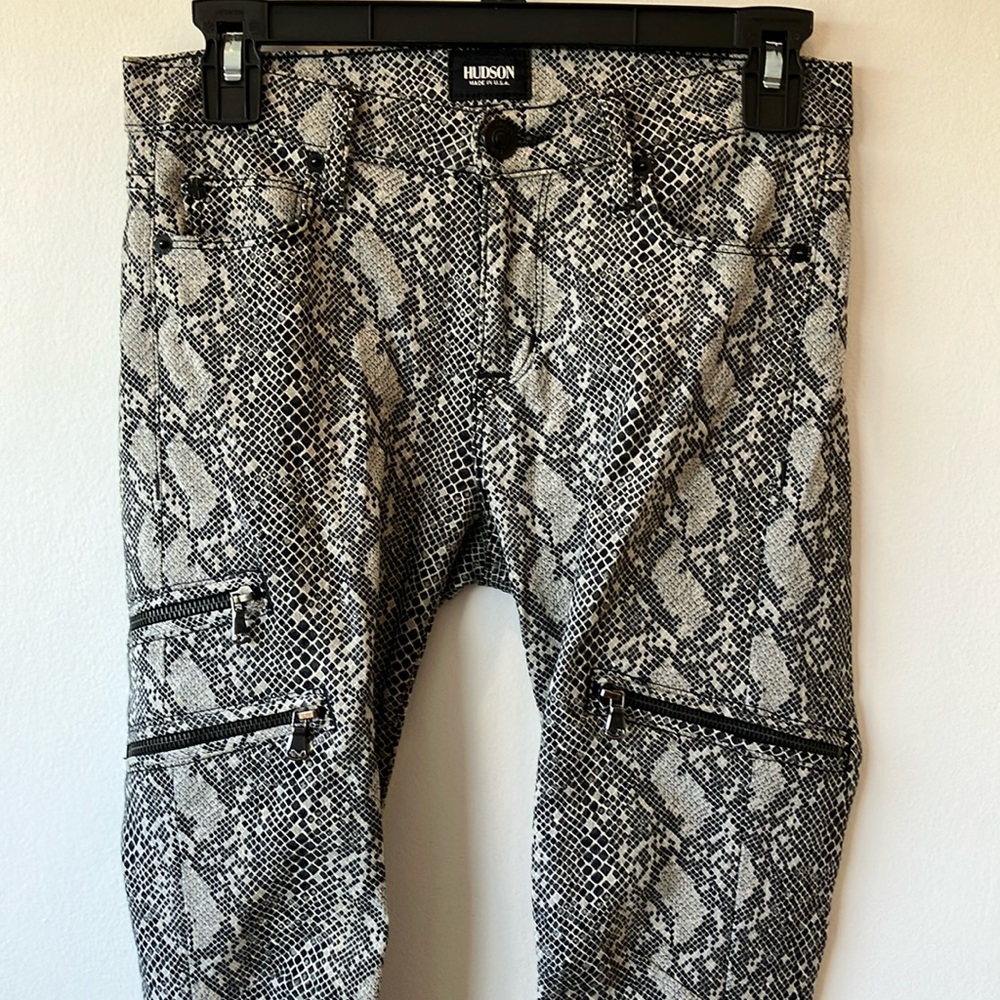 Hudson Retro Python Print / Zipper Jeggings - image 1